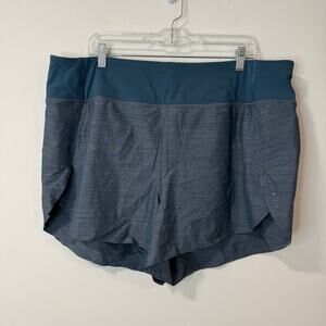 Athleta Women's Run With It Textured Shorts Blue 2X Lined Running Active Outdoor